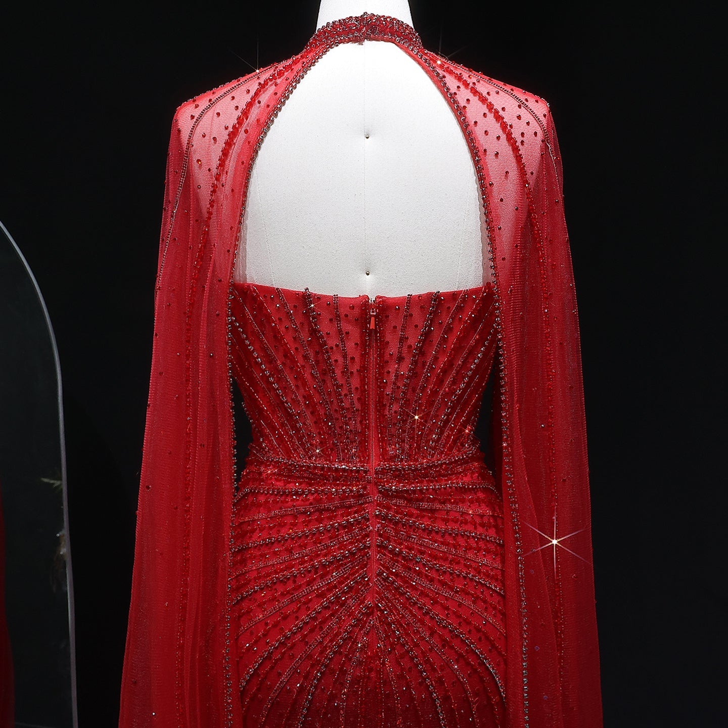 Luxury Mermaid Beaded Evening Dress with Cape SS156