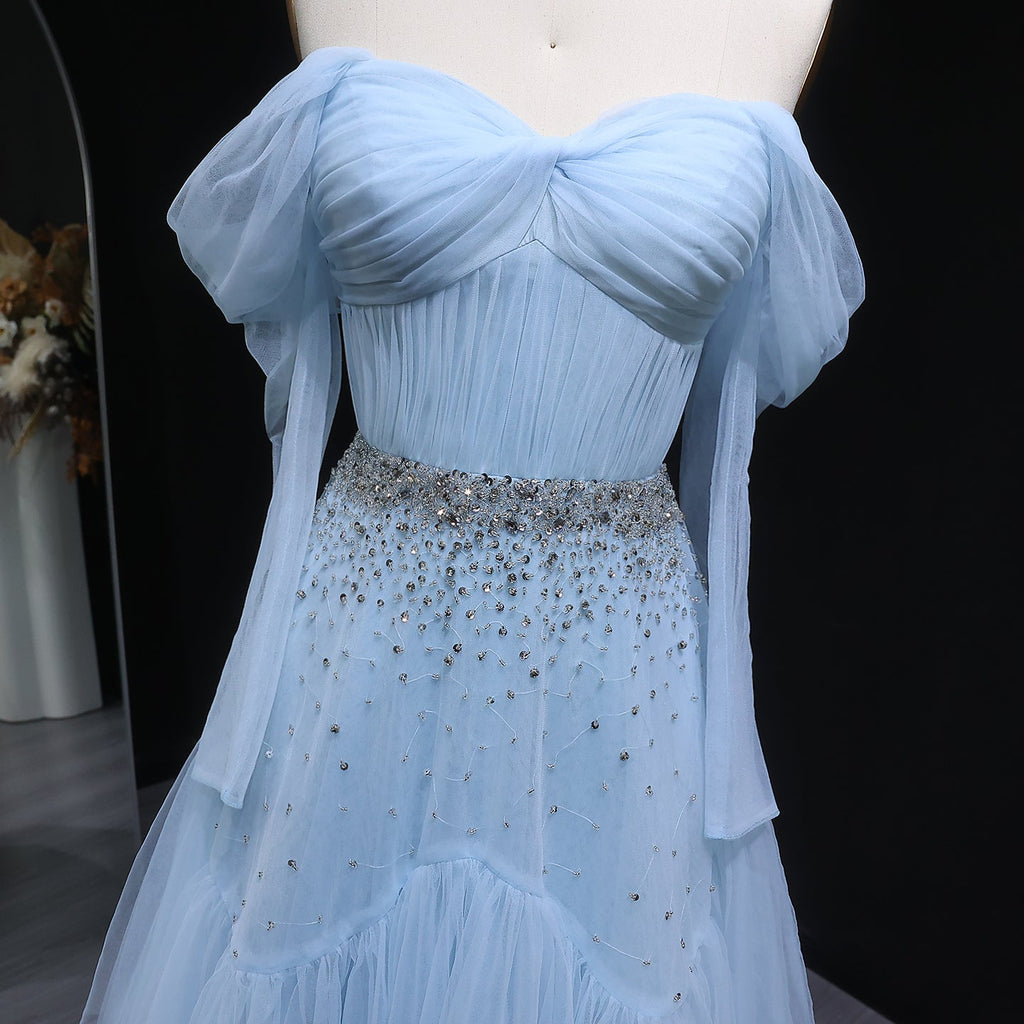 Elegant Gray Spaghetti straps A-Line Evening Dress SF314