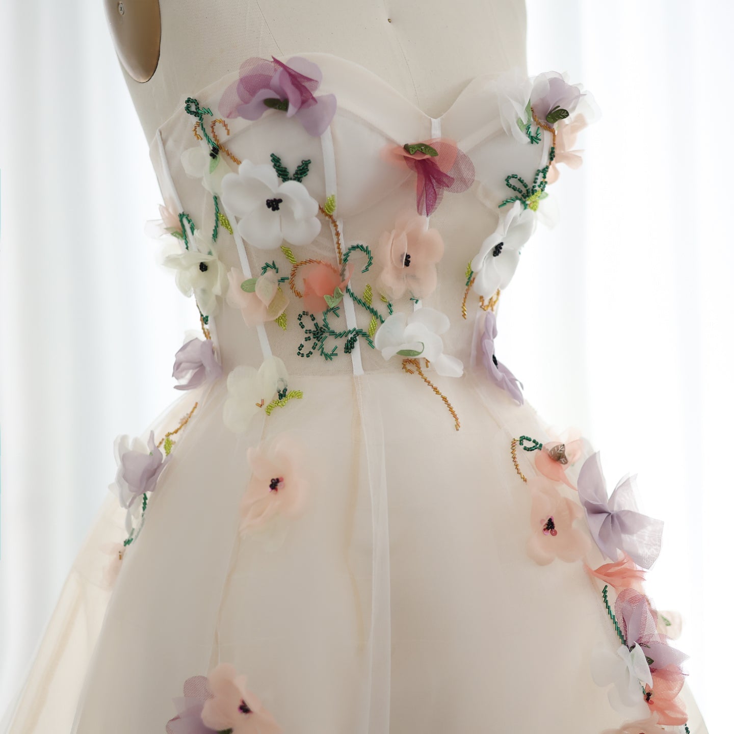 Elegant 3D Flowers Khaki A-line Midi Evening Dress SS334