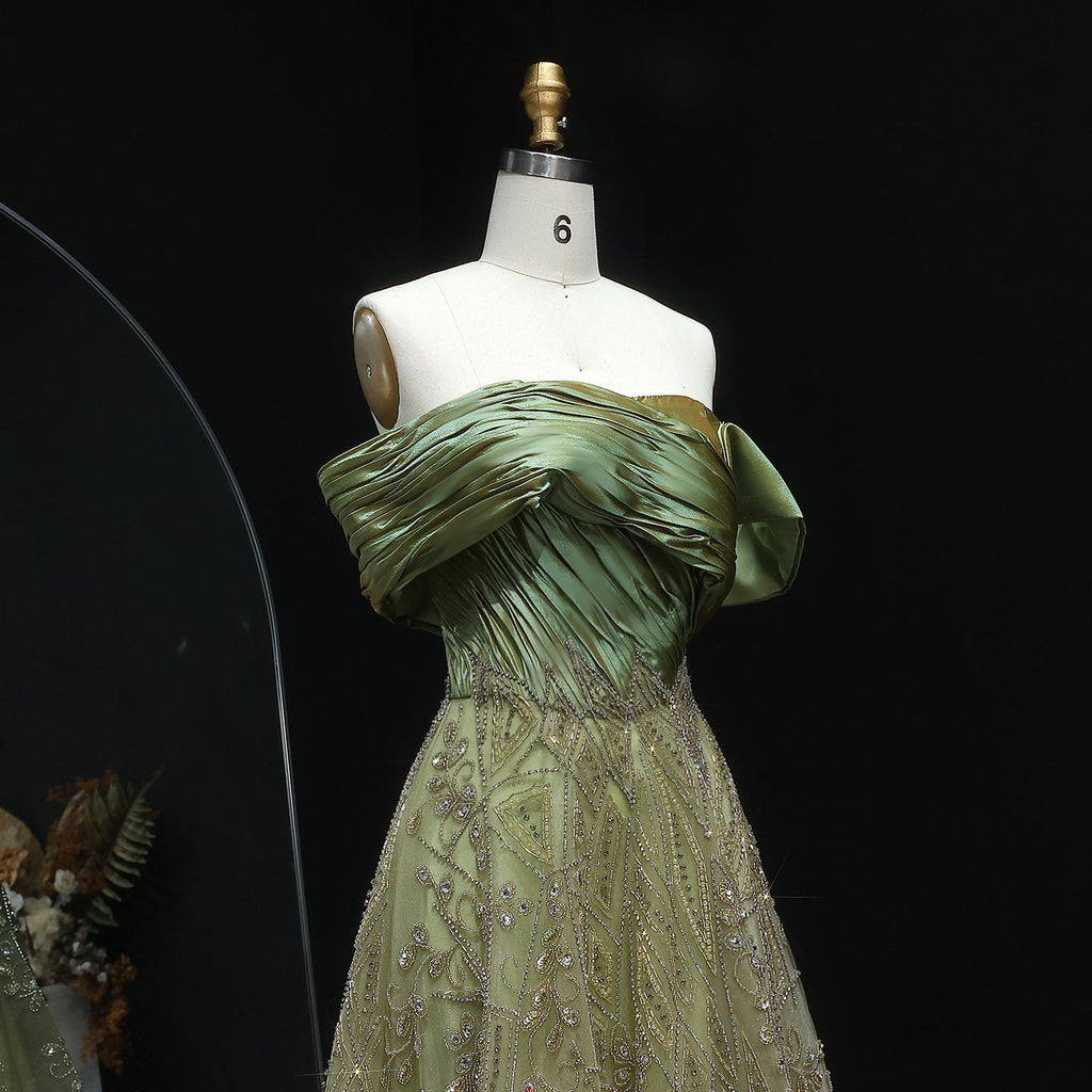 Luxury Beaded Off Shoulder Evening Gown SS582