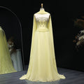 Graceful Crystal Yellow Strapless Evening Dress with Scarf XD-009
