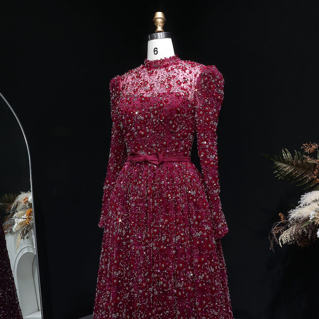 Luxury Delicate Pink 3D Floral Evening Dress with ruffles SS700