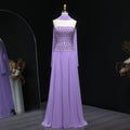 Luxury Crystal Lilac Strapless Chiffon Evening Dress SS539