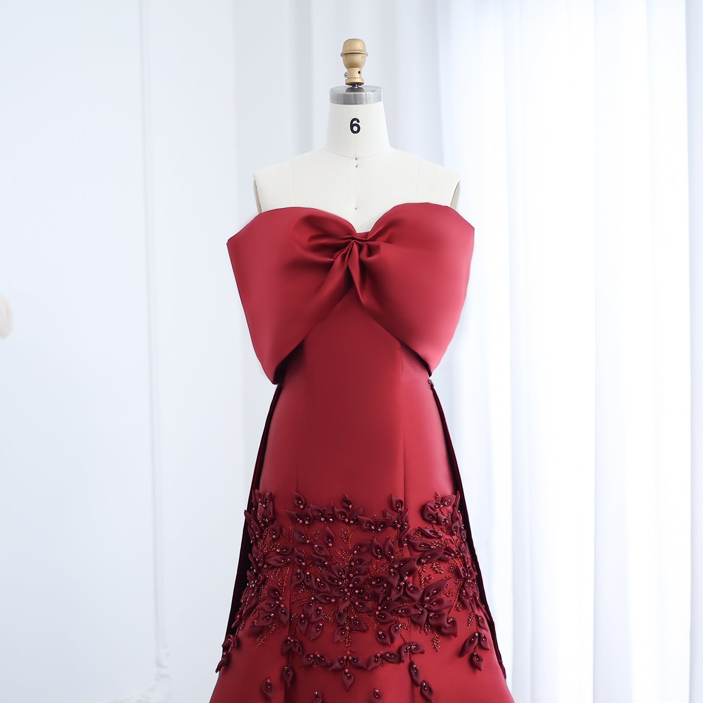 Luxury 3D Flowers Blush Pink Satin Mermaid Evening Dress SS464