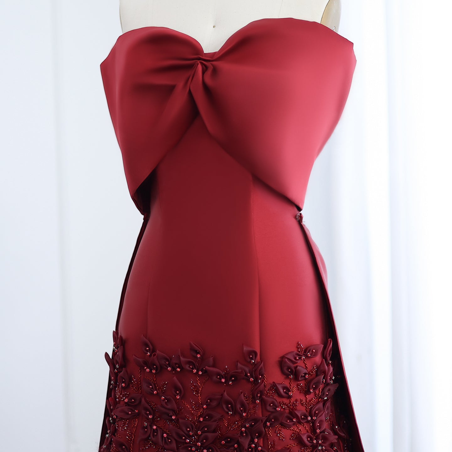 Luxury 3D Flowers Blush Pink Satin Mermaid Evening Dress SS464