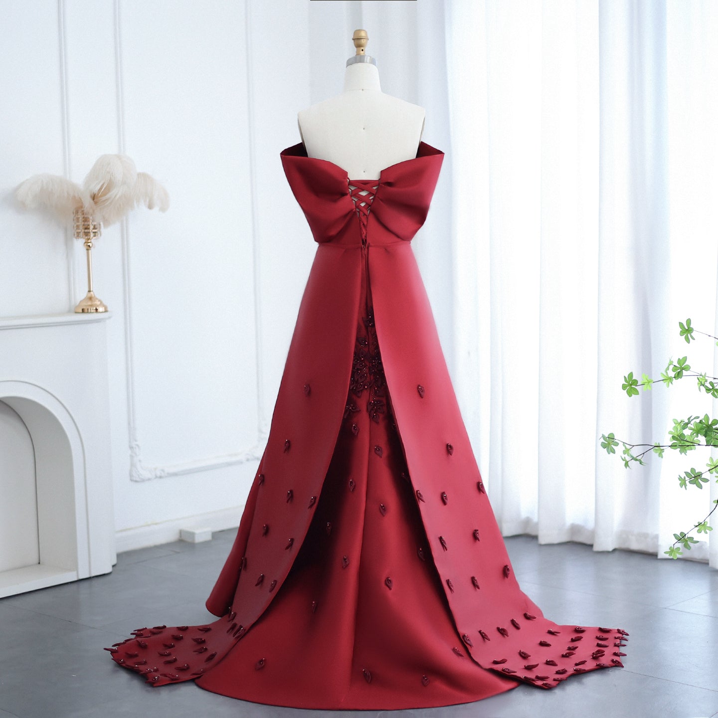Luxury 3D Flowers Blush Pink Satin Mermaid Evening Dress SS464