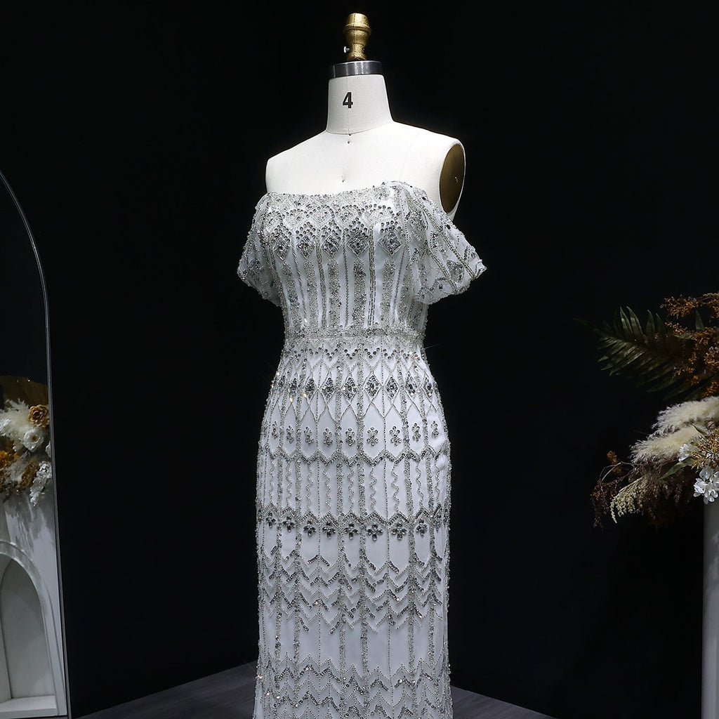 Luxury Beaded Off-Shoulder Mermaid Evening Dress SS291