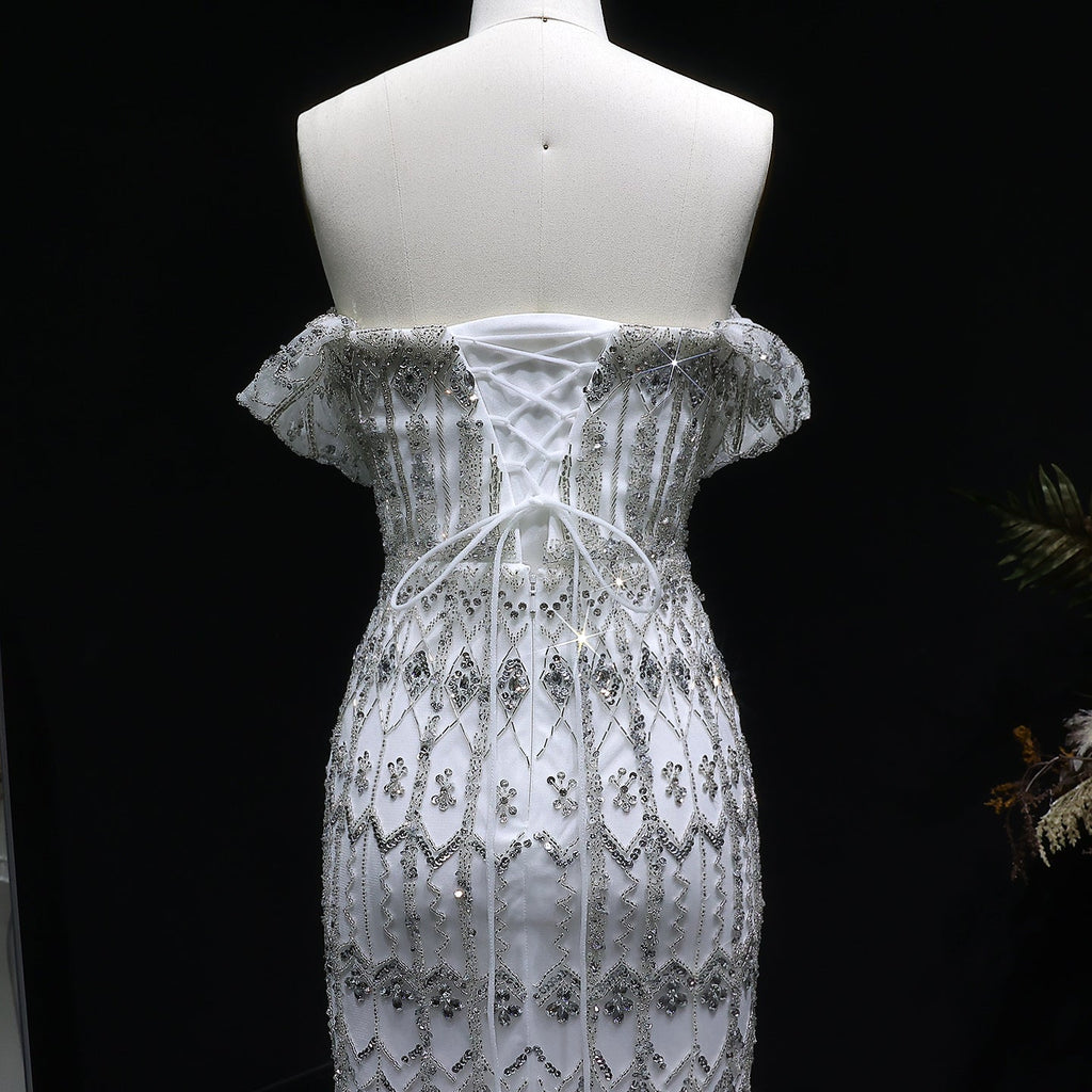 Luxury Beaded Off-Shoulder Mermaid Evening Dress SS291