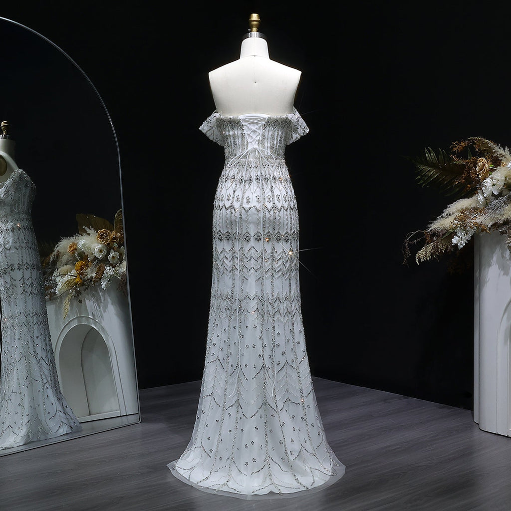 Luxury Beaded Off-Shoulder Mermaid Evening Dress SS291