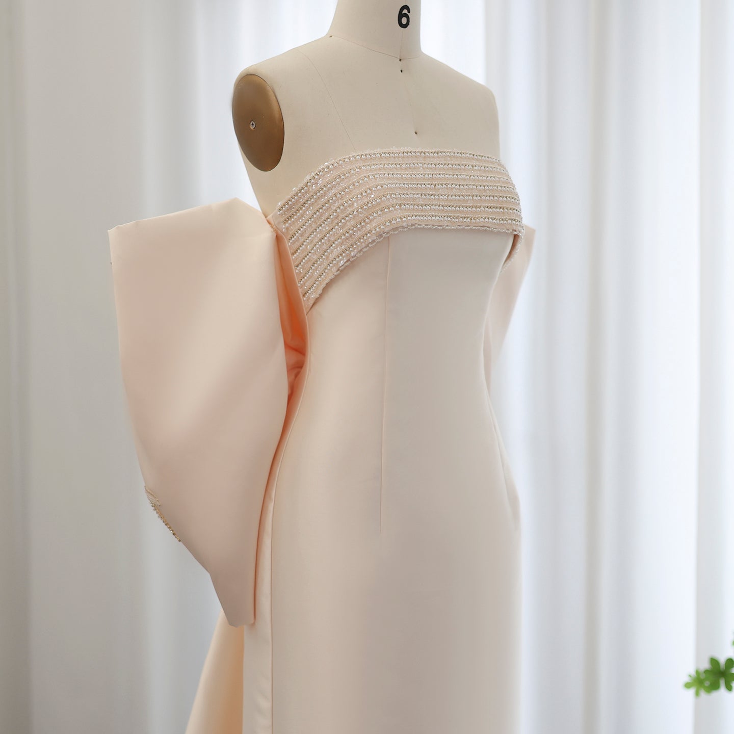 Luxury Beaded Lilac Evening Dresses with Bow Cape SS319