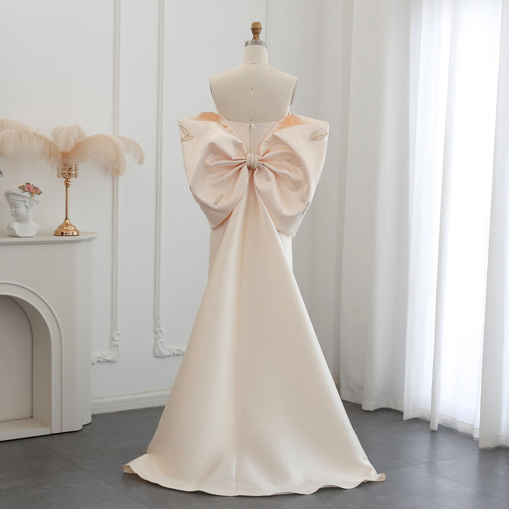 Luxury Beaded Lilac Evening Dresses with Bow Cape SS319