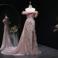 Pink Glamorous Sequin 3D Floral Off-the-Shoulder Evening Dress SS604