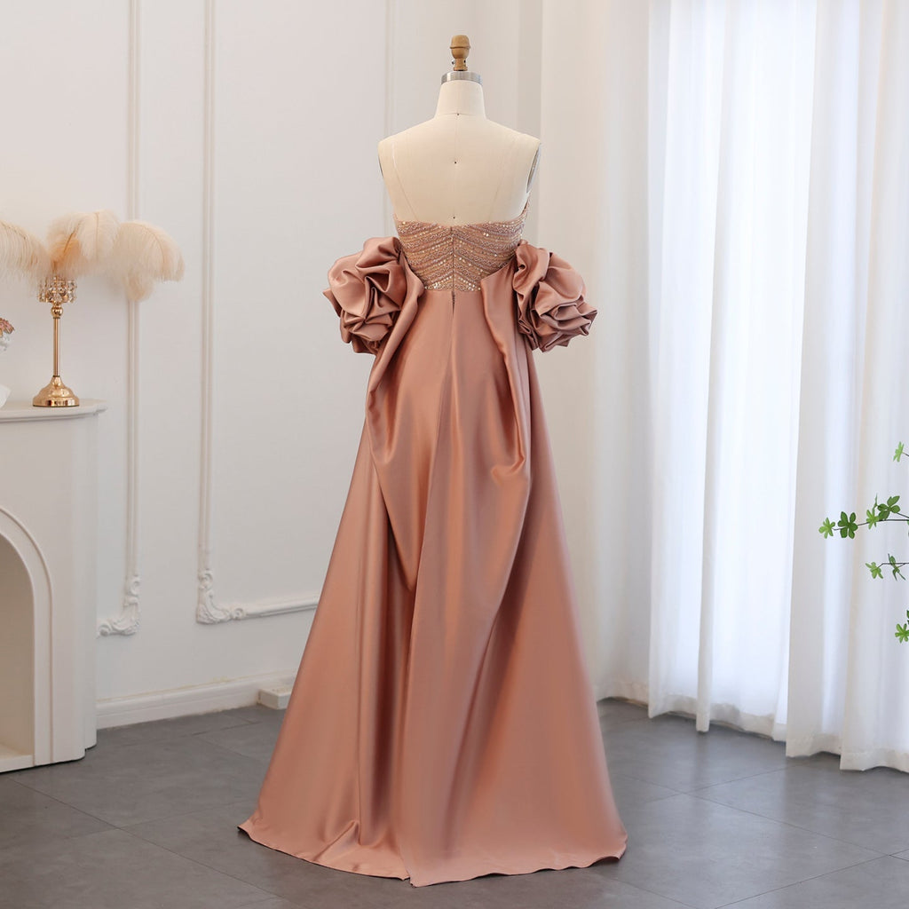 Luxury Dusty Rose Midi Evening Dress with Cape SS492