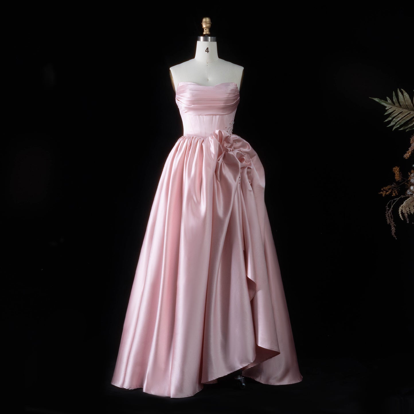 Glamorous Pink Sweetheart Satin Evening Dress with Bow SF522