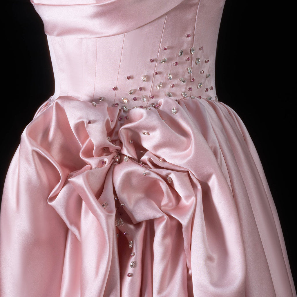 Glamorous Pink Sweetheart Satin Evening Dress with Bow SF522