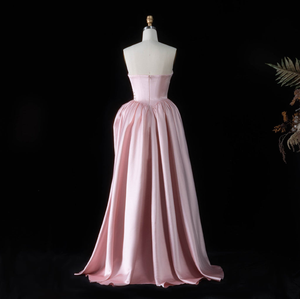 Glamorous Pink Sweetheart Satin Evening Dress with Bow SF522