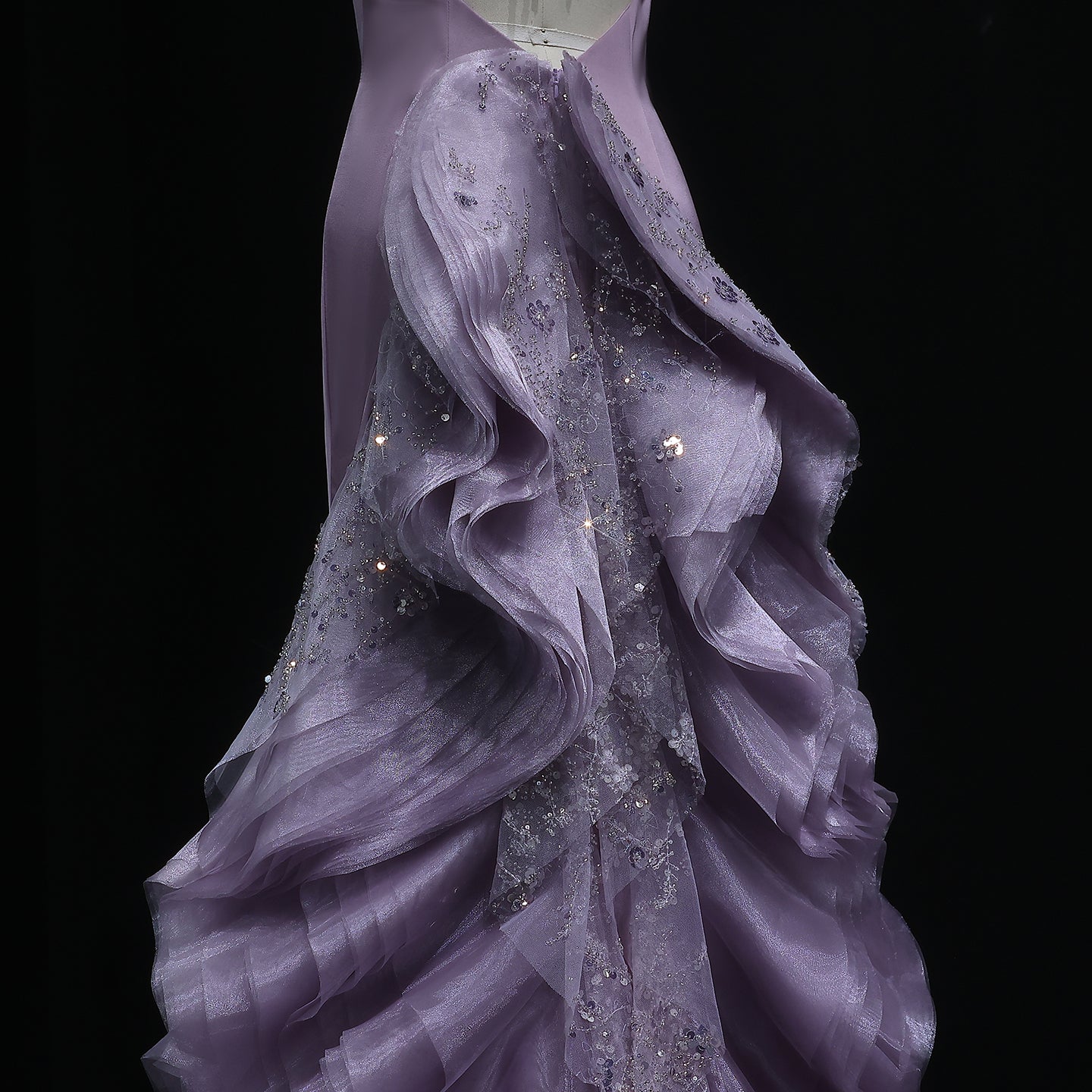 Elegant Halter Blue Evening Dress with Ruffles Train SS524