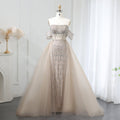 Luxury Champagne Mermaid Evening Dress with Overskirt SS168
