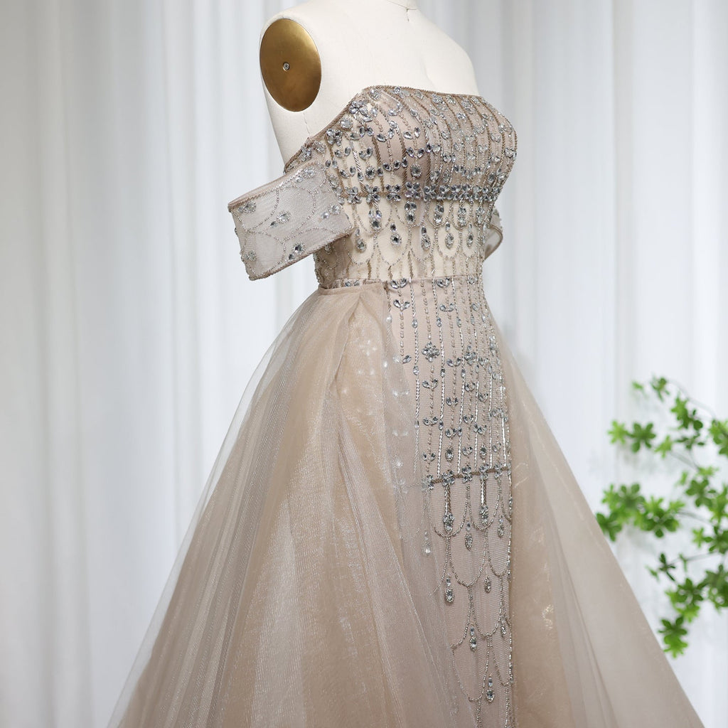 Luxury Champagne Mermaid Evening Dress with Overskirt SS168