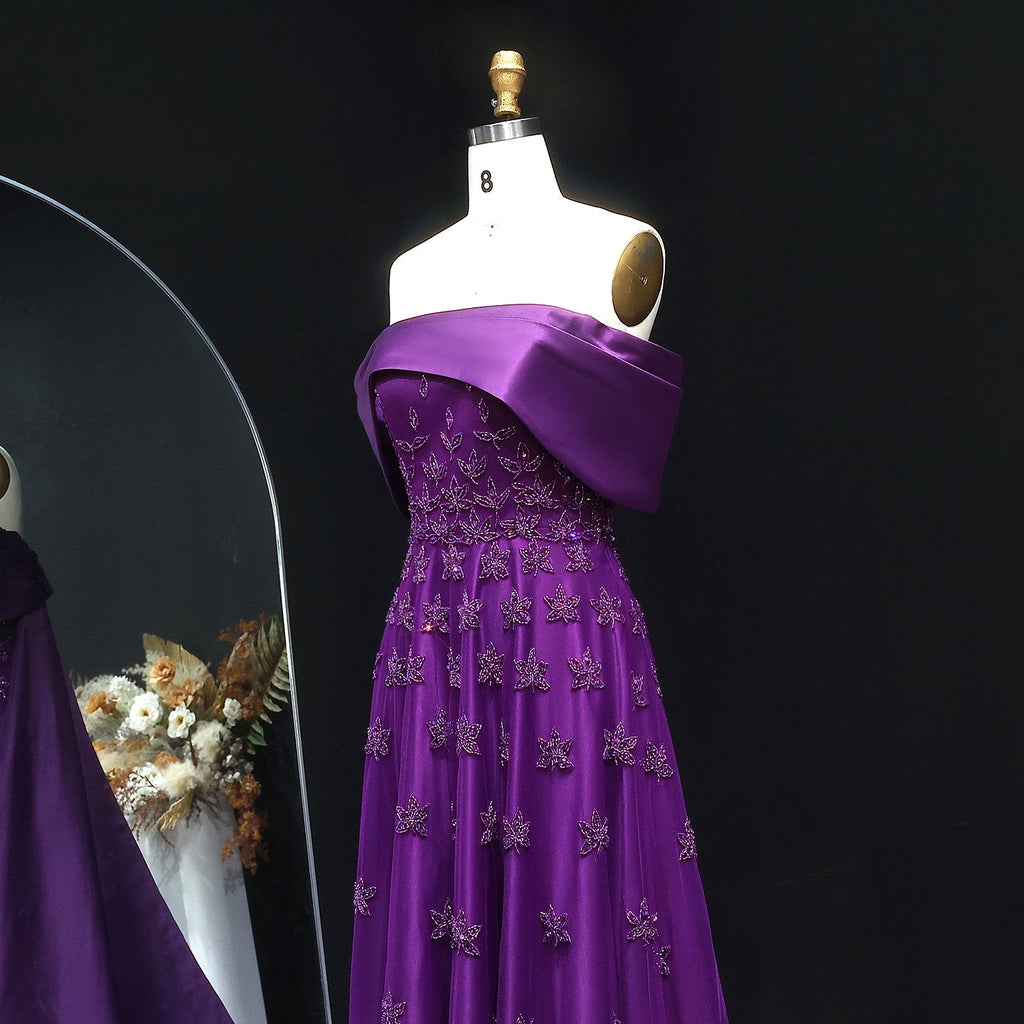 Elegant Beaded Yellow Satin Evening Dress with Cape SS455