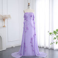 Elegant 3D Flower Lilac Off Shoulder Evening Dress SS450