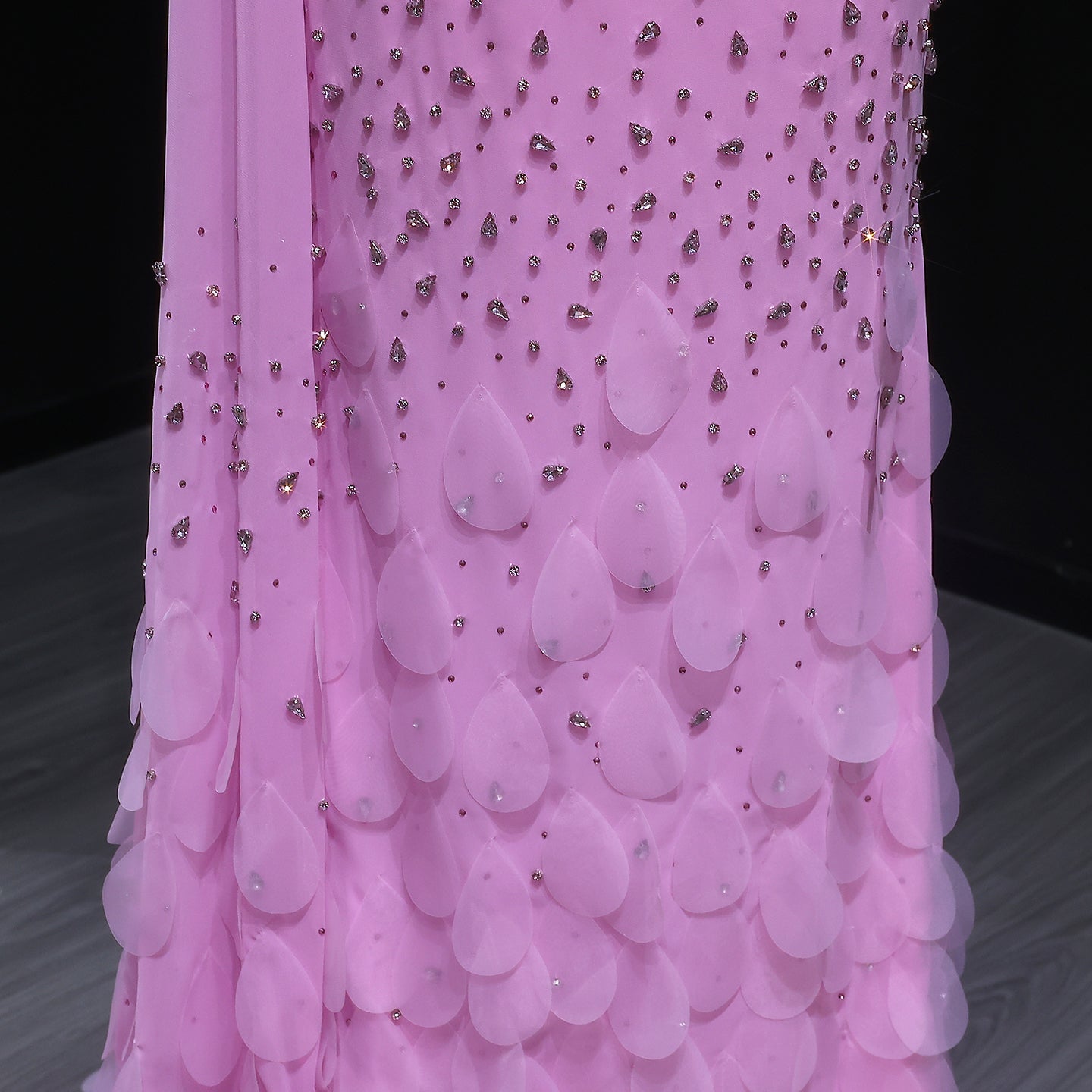 Luxury 3D Floral Crystal Yellow Fitted Evening Dress XD034