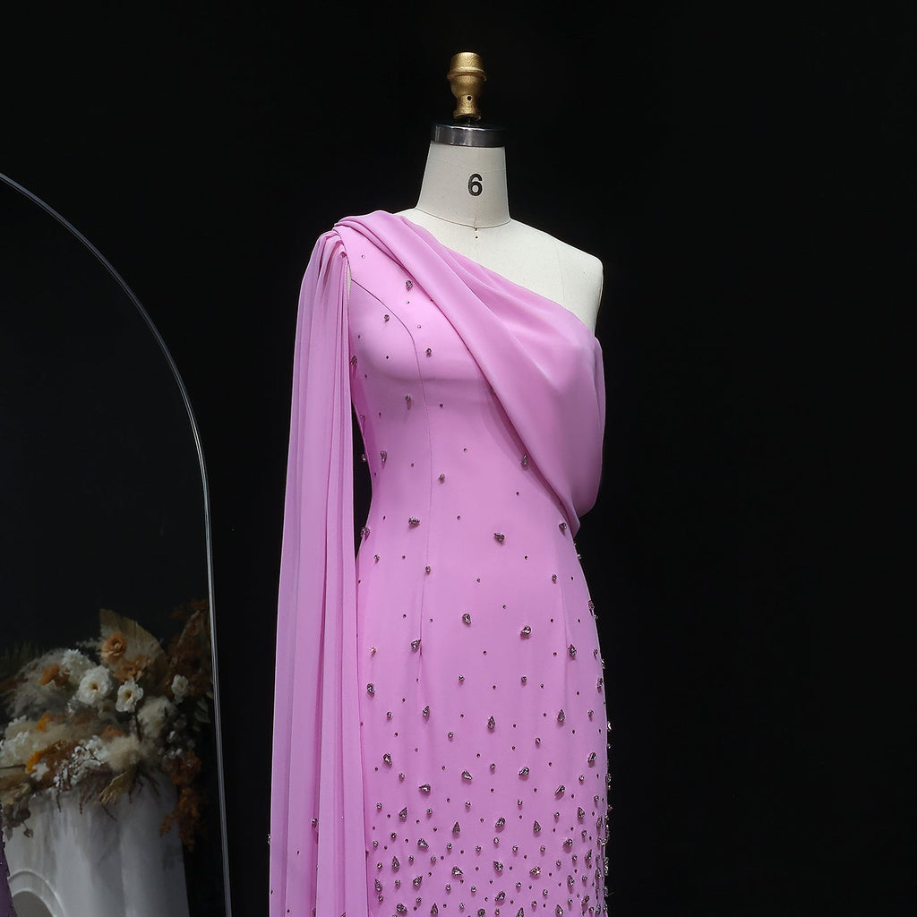 Luxury 3D Floral Crystal Yellow Fitted Evening Dress XD034