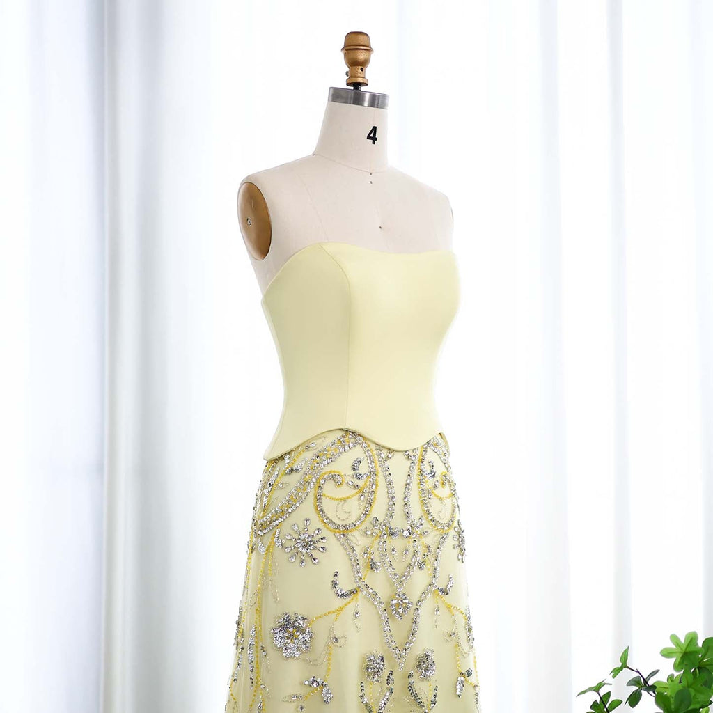 Luxury Sage Green Strapless Evening Dress SS254
