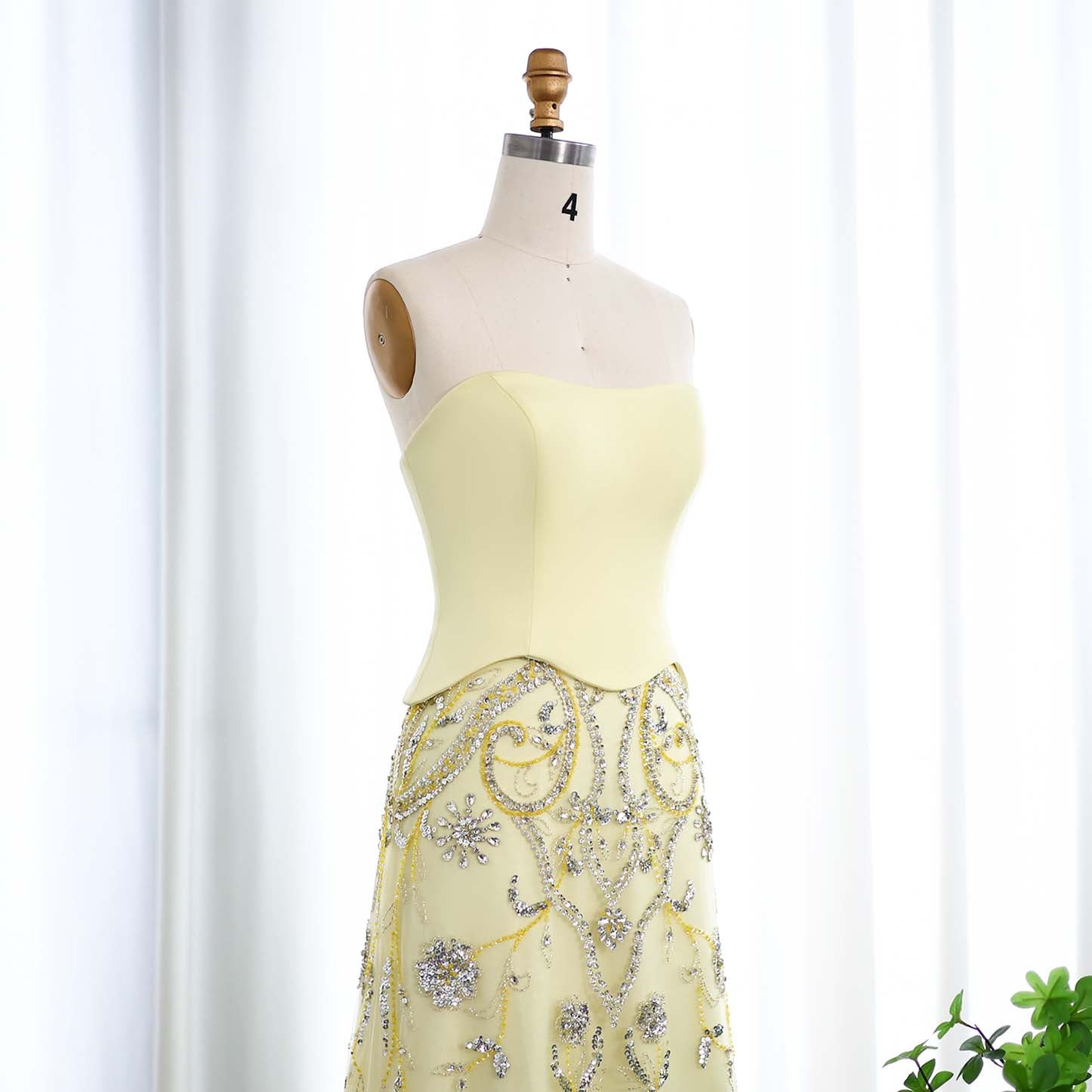 Luxury Sage Green Strapless Evening Dress SS254