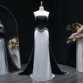 Luxury Black and White Beaded Strapless Evening Dress SF308