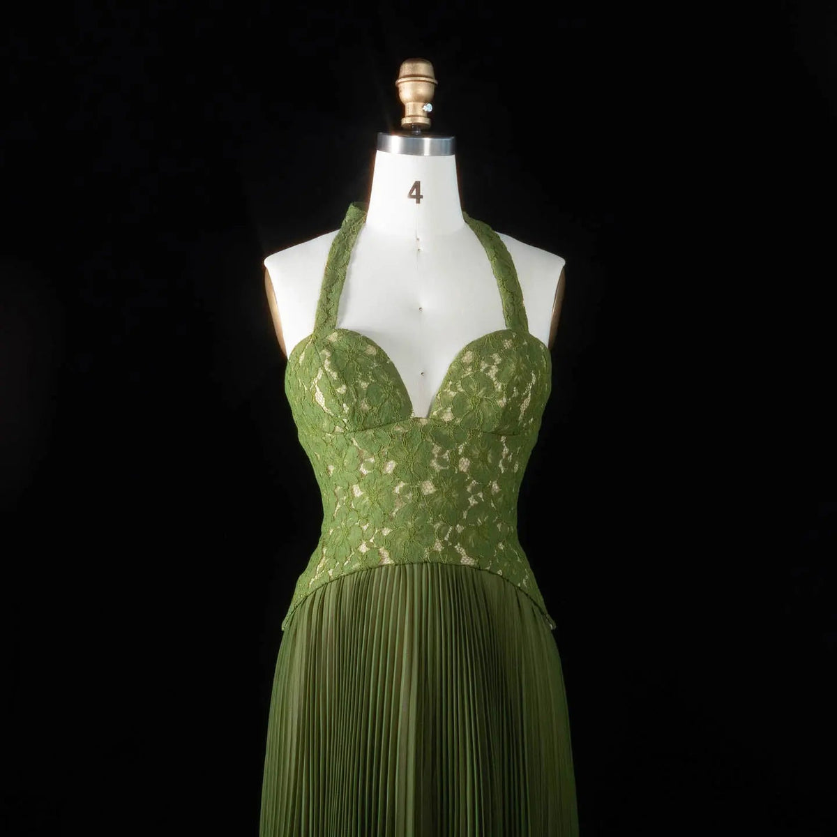 Luxury Green Halter Evening Dress with Lace Corset Bodice SF419