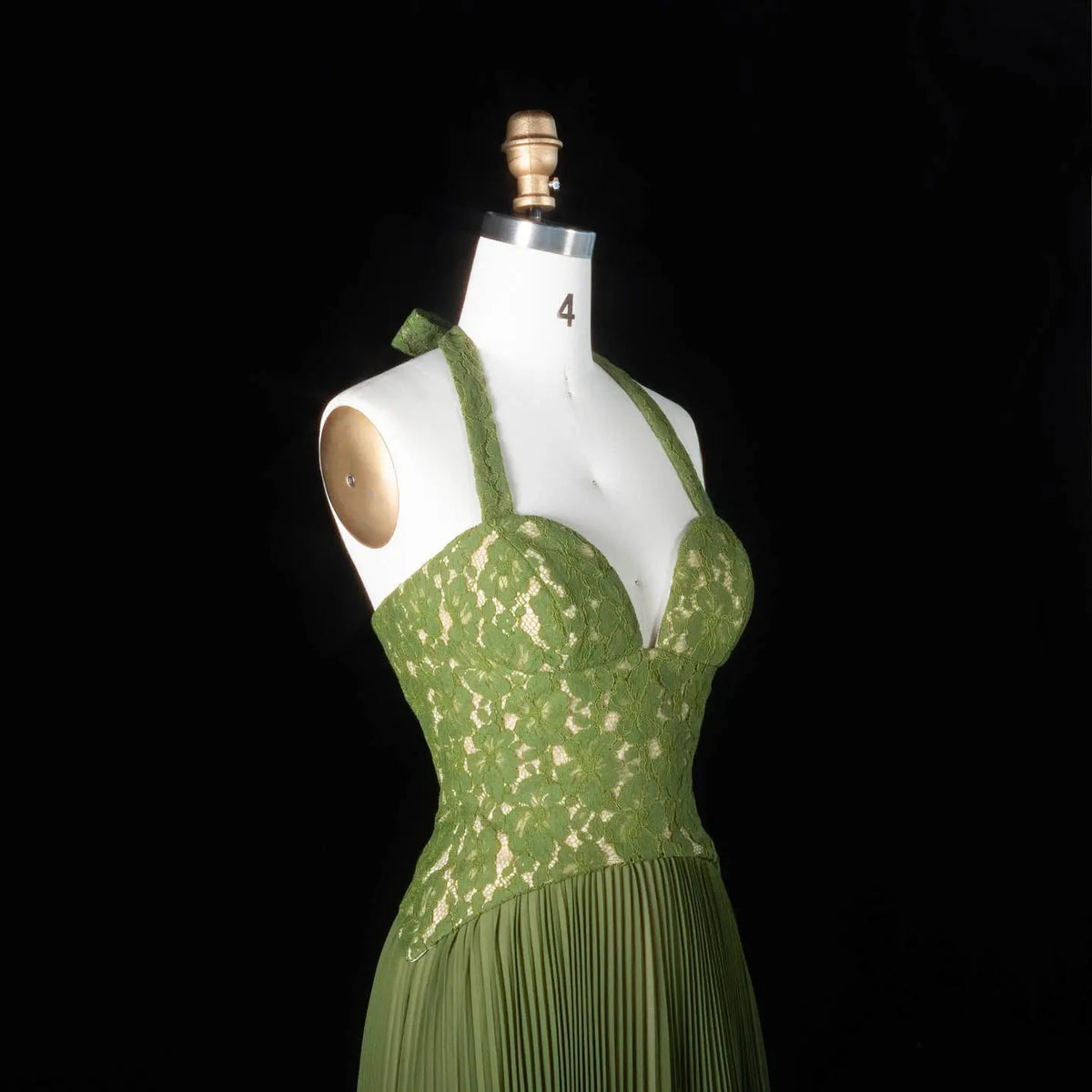Luxury Green Halter Evening Dress with Lace Corset Bodice SF419