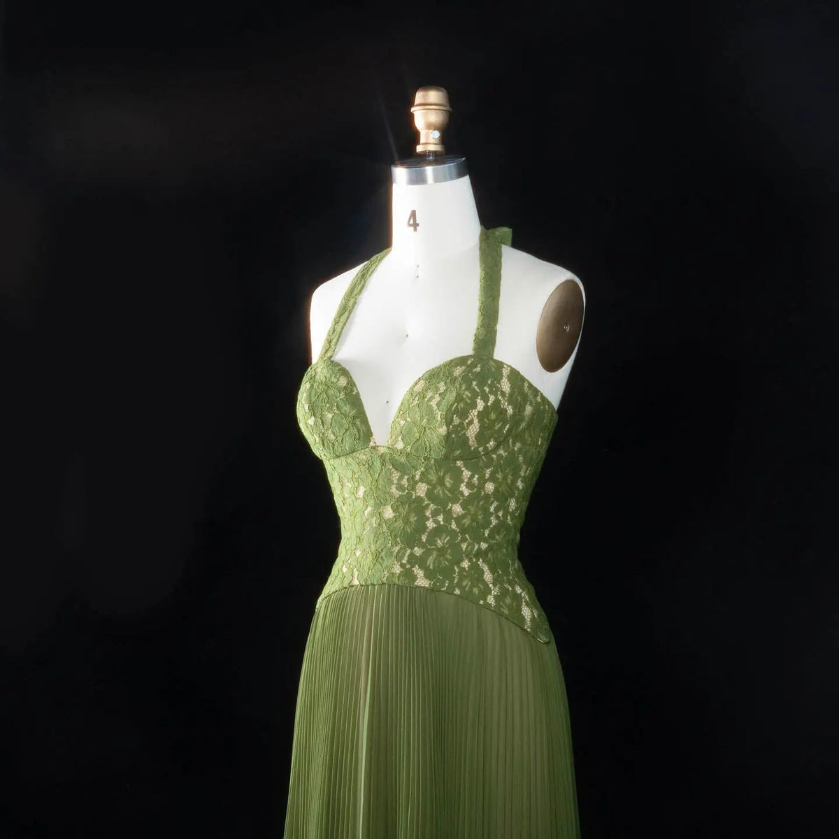 Luxury Green Halter Evening Dress with Lace Corset Bodice SF419