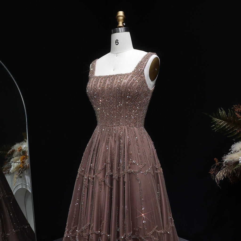 Elegant Wine Red Sequin Beaded Strapless Ball Gown Evening Dress XD074