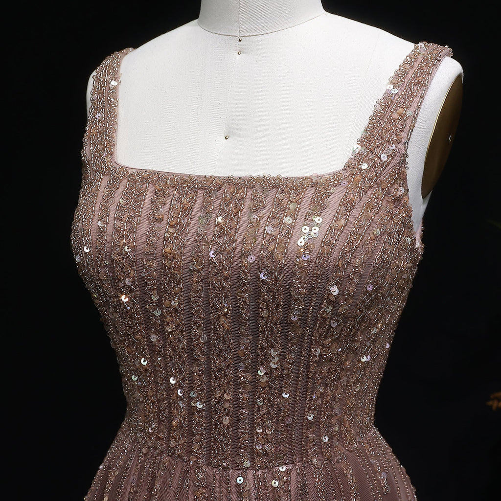 Elegant Wine Red Sequin Beaded Strapless Ball Gown Evening Dress XD074