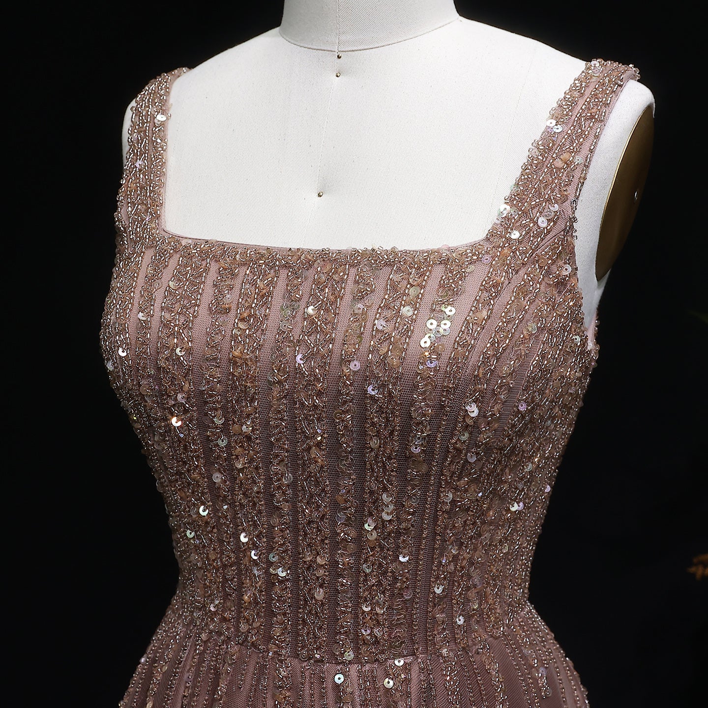 Elegant Wine Red Sequin Beaded Strapless Ball Gown Evening Dress XD074