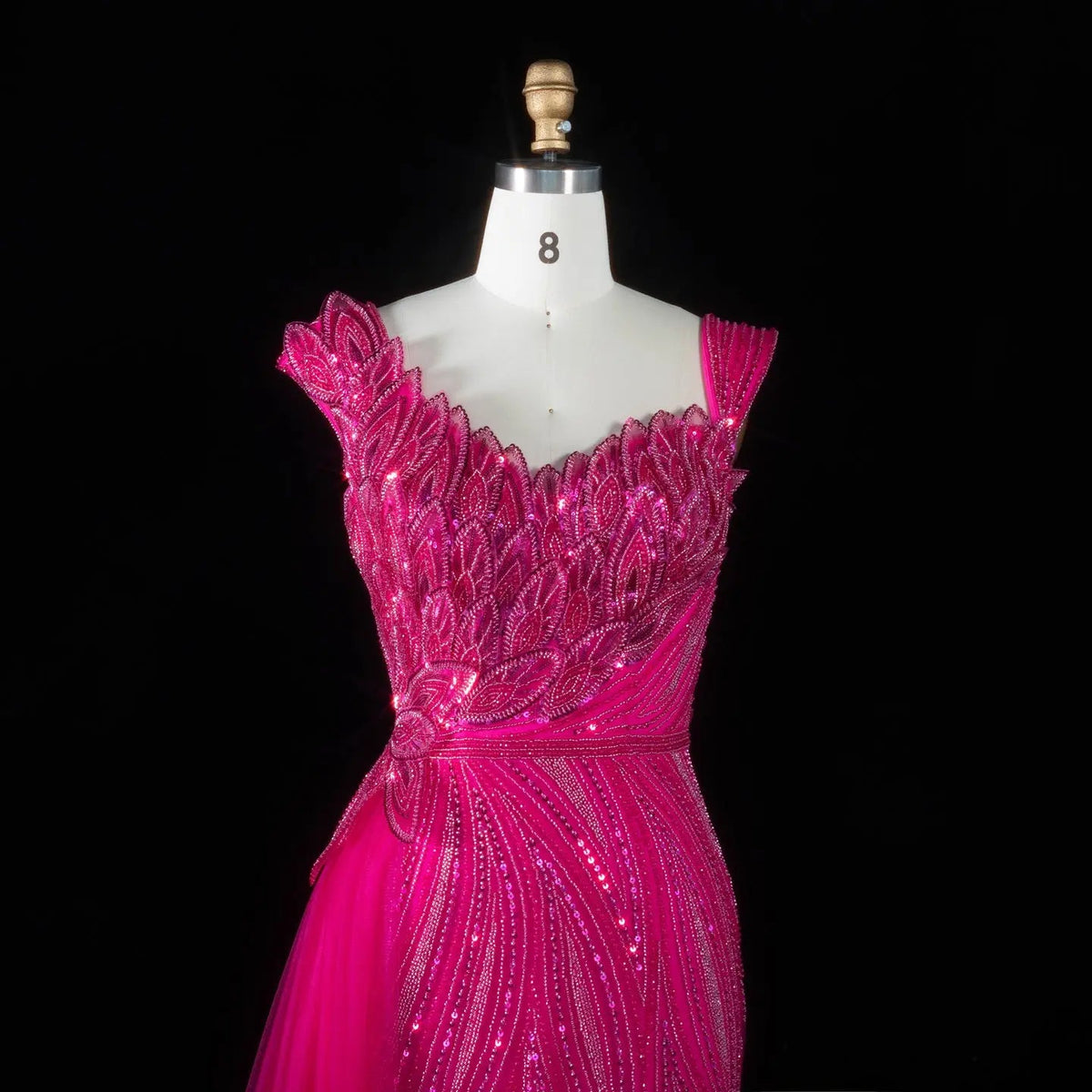 Sparkling Pink Beaded Mermaid Evening Dresses SS106