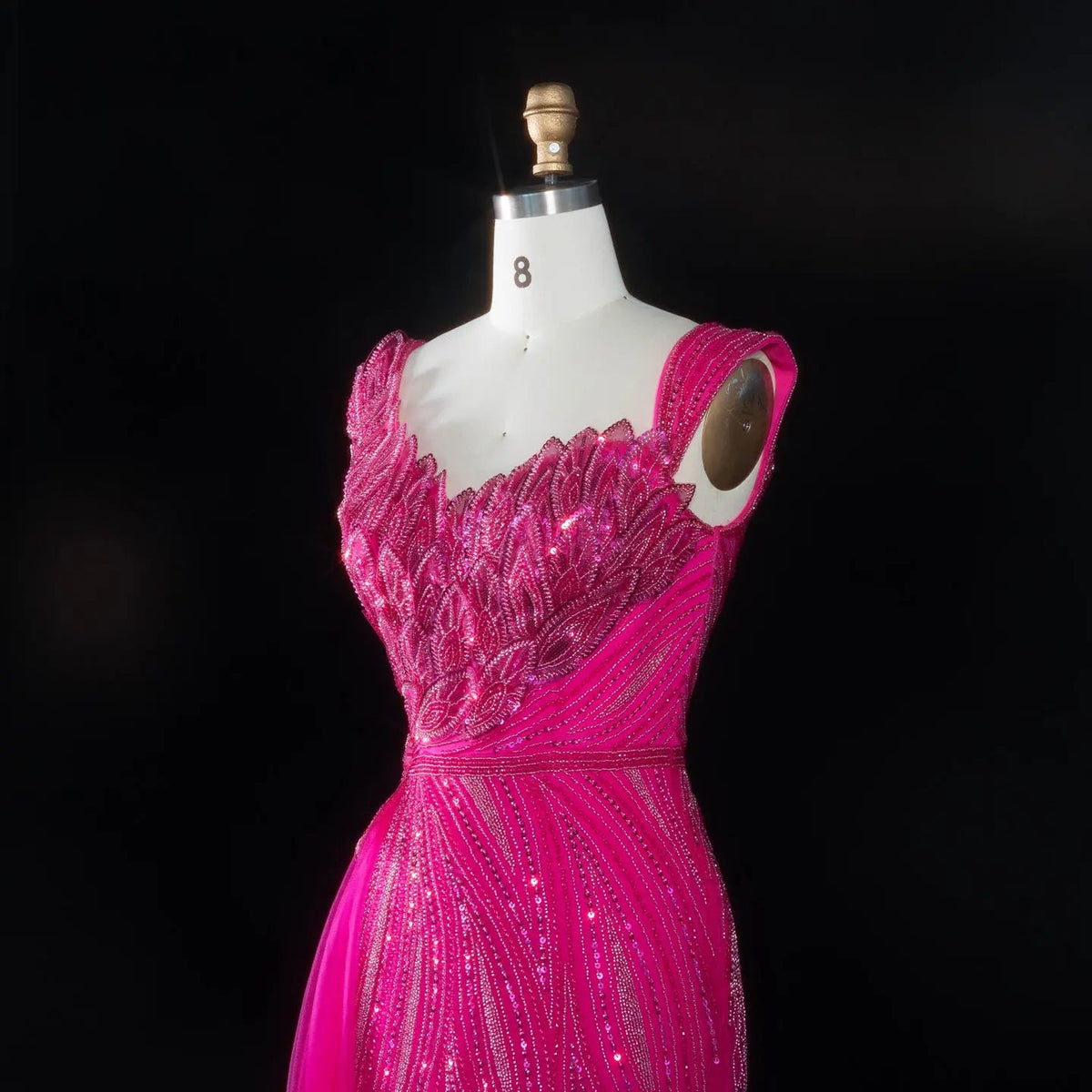 Sparkling Pink Beaded Mermaid Evening Dresses SS106