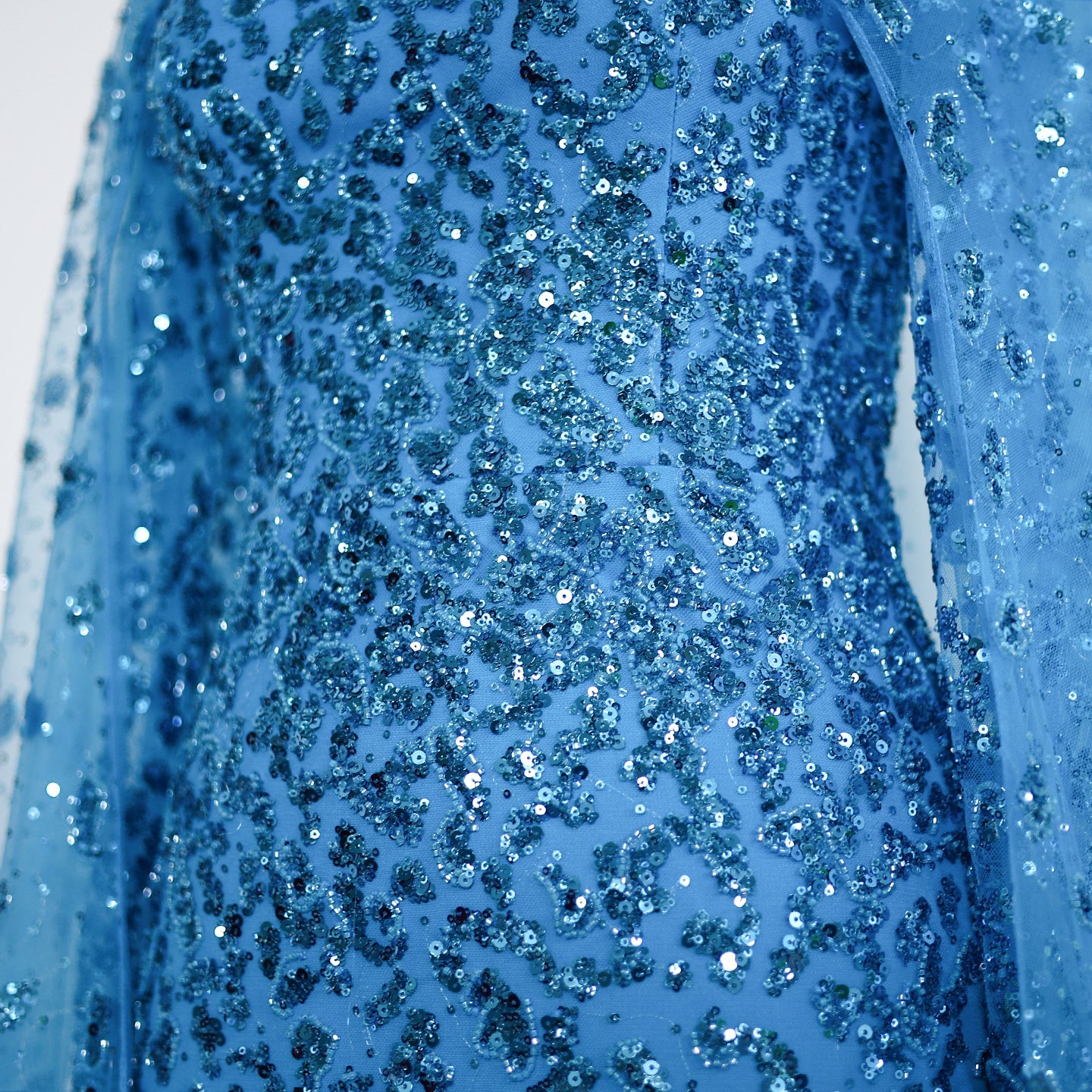 Luxury Beaded Pink Mermaid Evening Dress with Cape Sleeves SS202