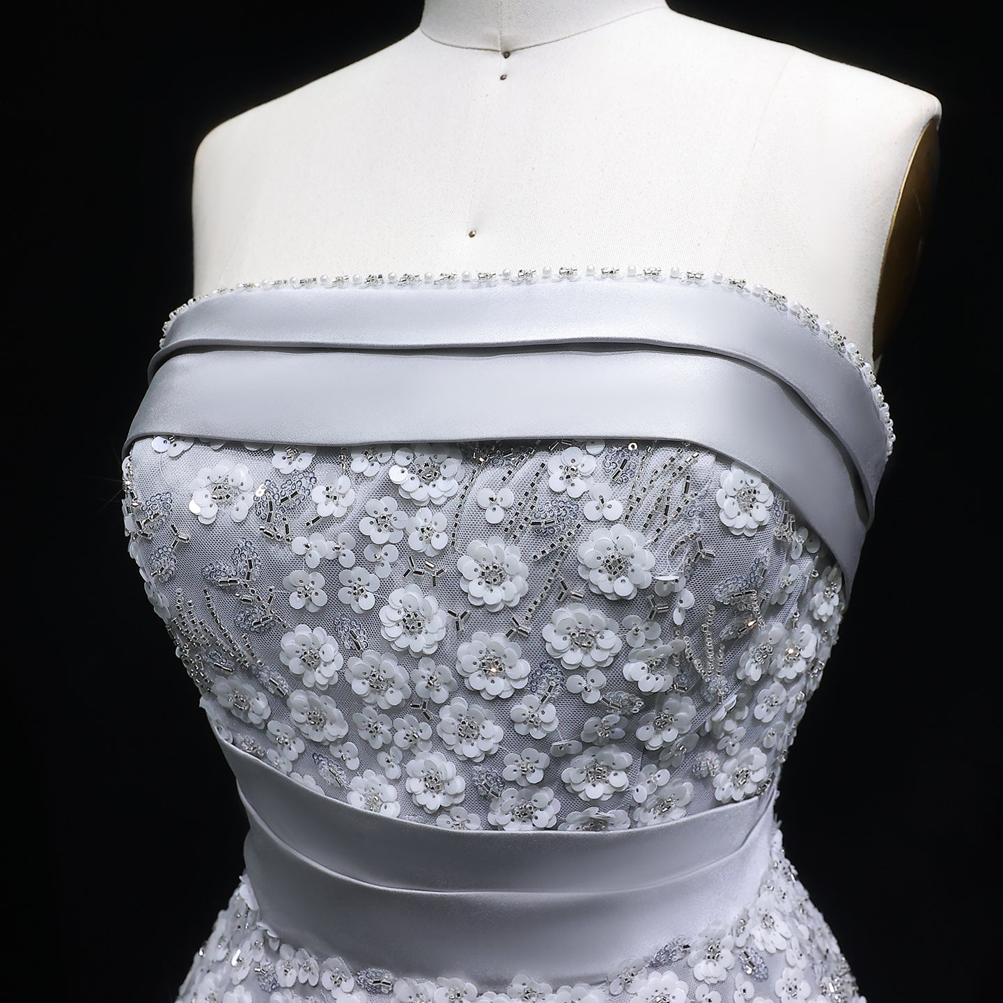 Elegant 3D Floral Beaded Champagne Sequin Evening Dress XD045