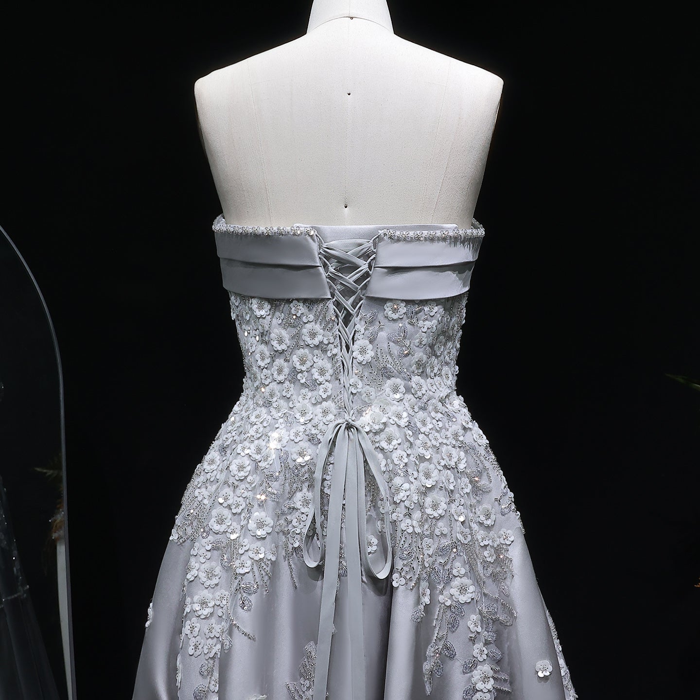 Elegant 3D Floral Beaded Champagne Sequin Evening Dress XD045