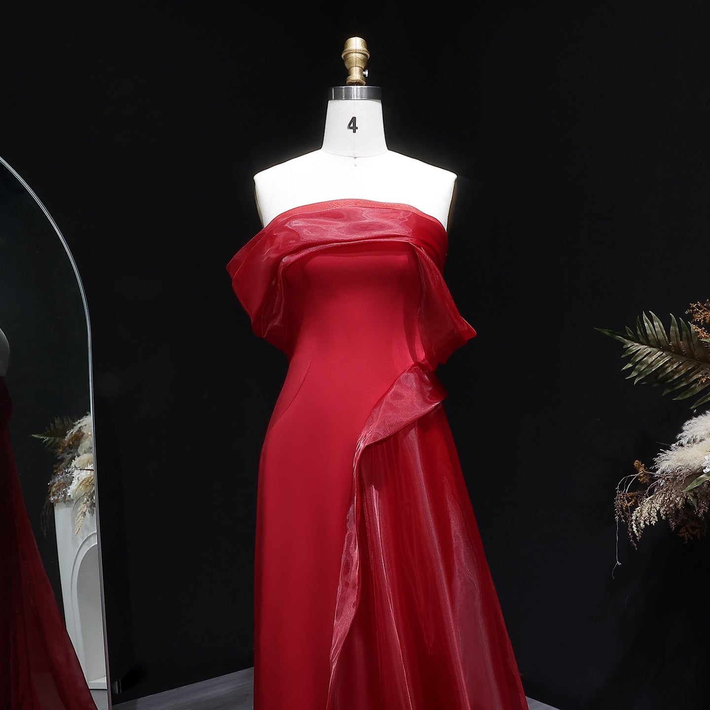 Elegant Pink Off Shoulder Evening Dress with Overskirt SF370