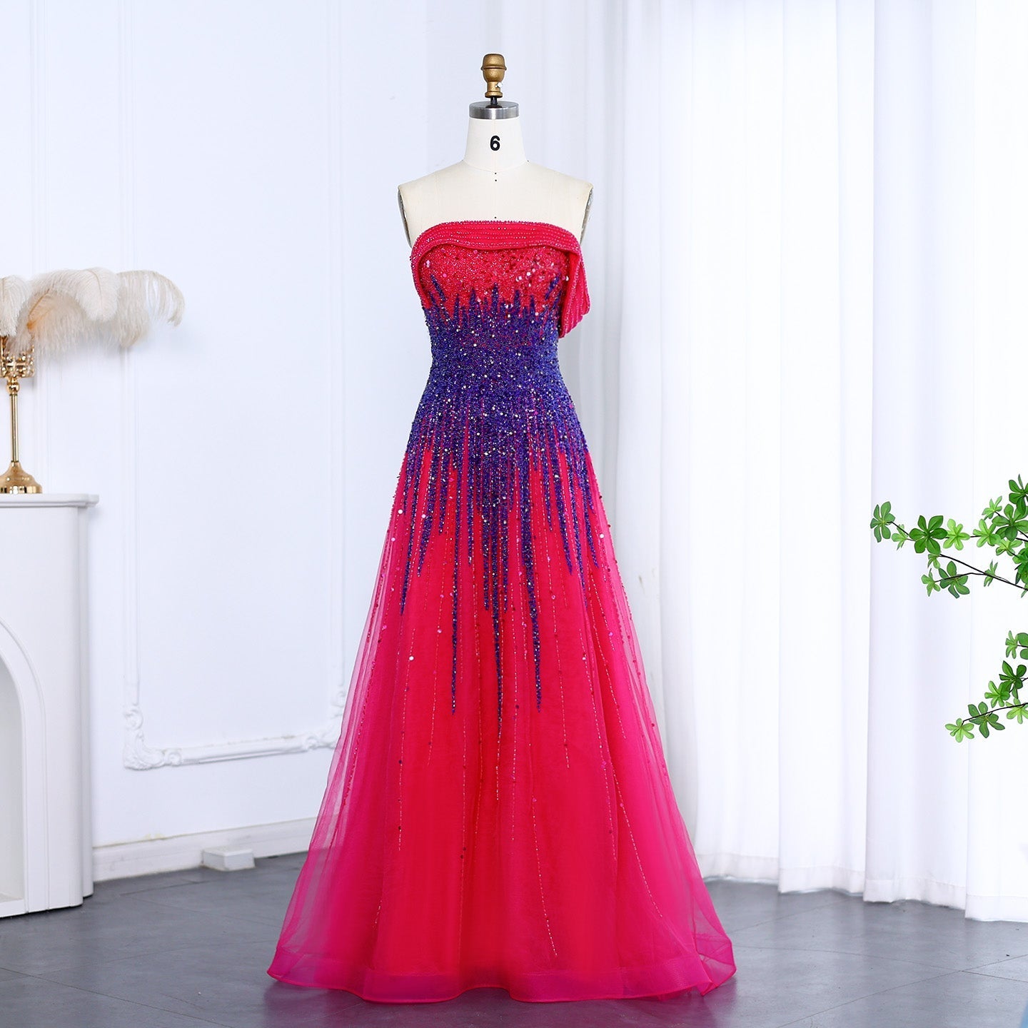 Luxury Blue Off Shoulder Evening Dress SS191L