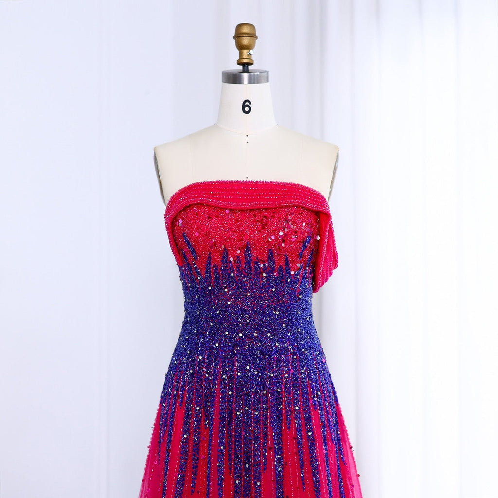 Luxury Blue Off Shoulder Evening Dress SS191L