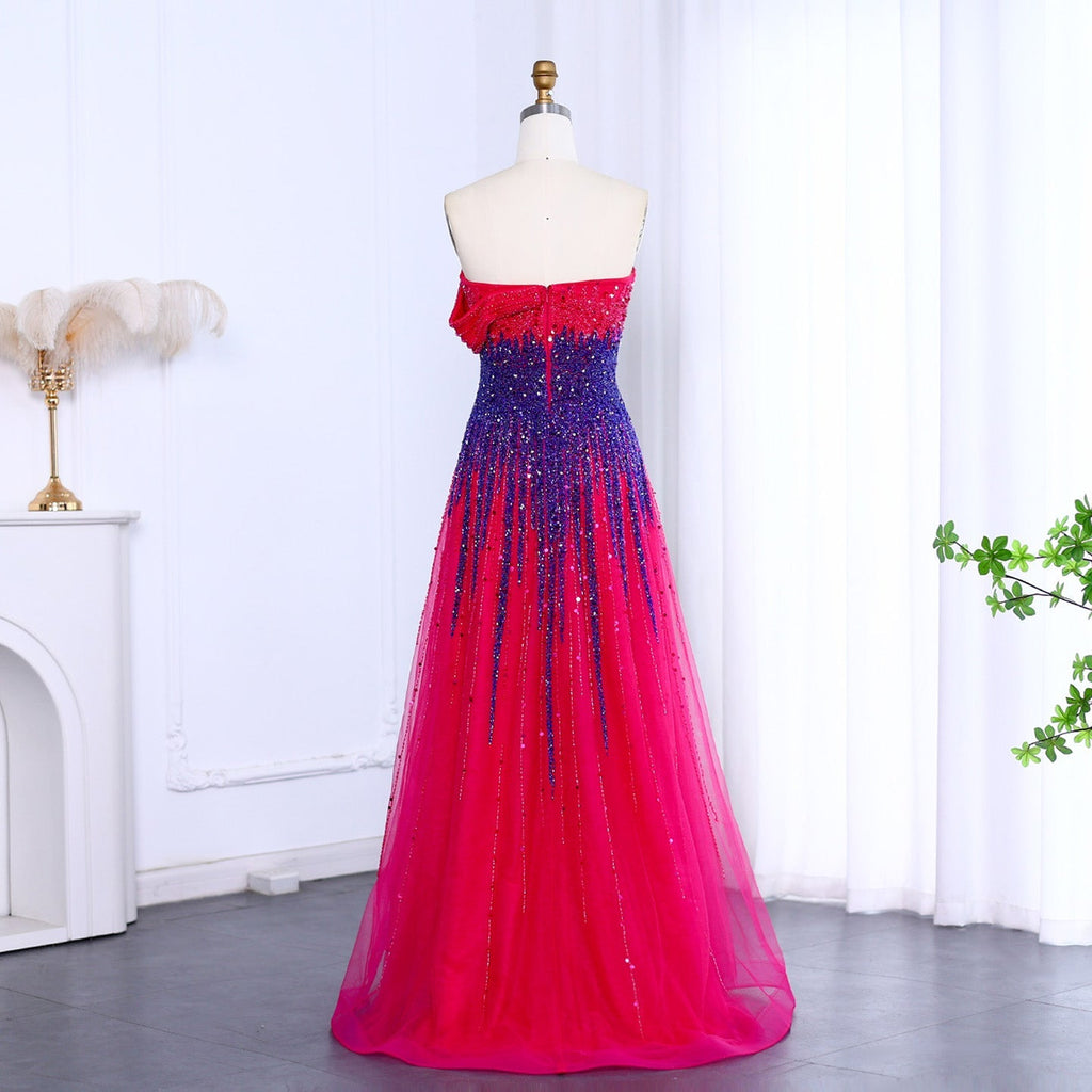 Luxury Blue Off Shoulder Evening Dress SS191L