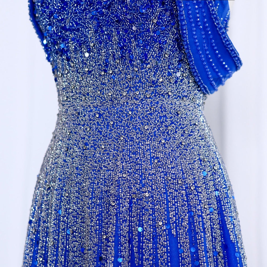 Luxury Blue Off Shoulder Evening Dress SS191L