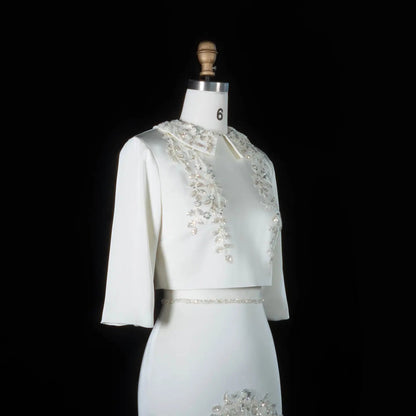 Arabic Beading Two Pieces with Sleeves Evening Dresses  SS214