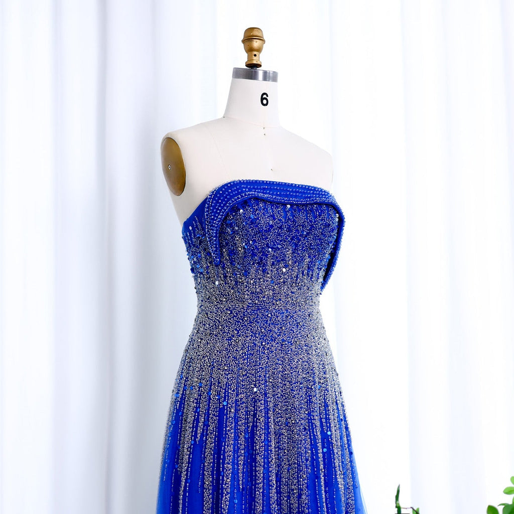 Luxury Blue Off Shoulder Evening Dress SS191L