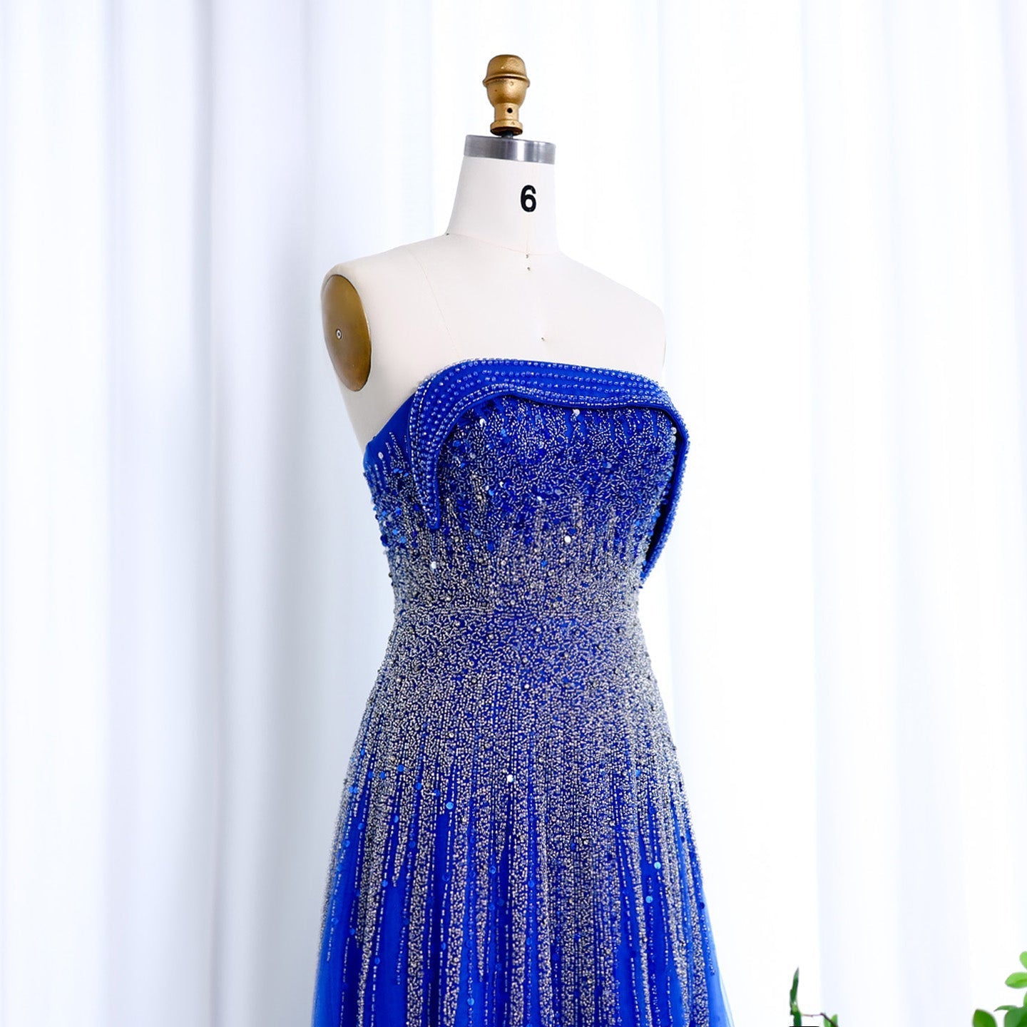 Luxury Blue Off Shoulder Evening Dress SS191L