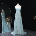 Luxury Sage Green Strapless Evening Dress SS254